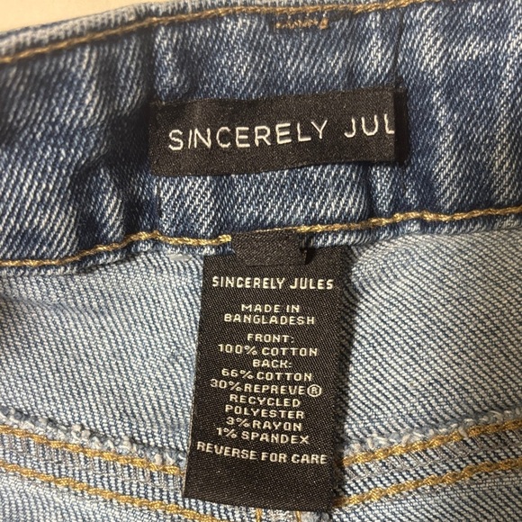 Sincerely Jules High Waisted Straight Wide Leg Frayed Hem Jeans - Picture 3 of 11